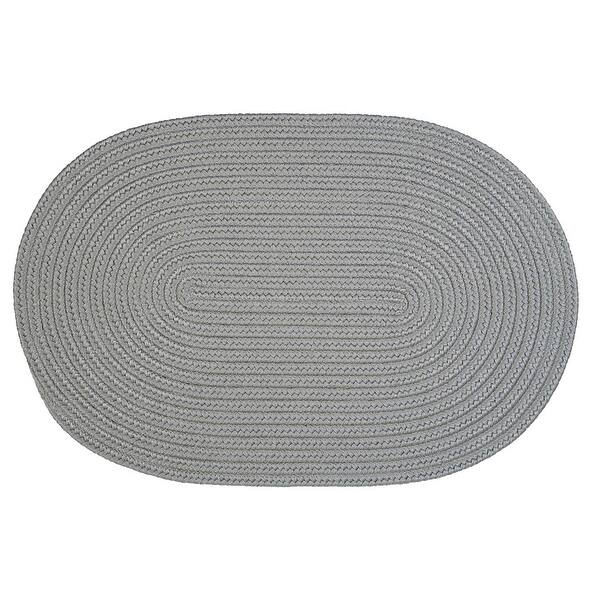 Gray Solid Textured Handcrafted Reversible Oval Door Mat 22" x 34